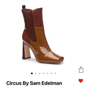 Sam Edelman Glossy Tan and Brown Heeled Boots